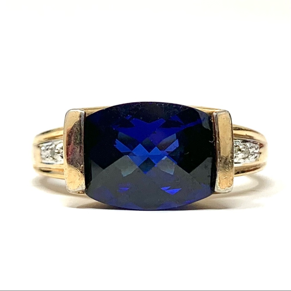 Ross-Simons Blue and Gold Ring - Picture 2 of 7